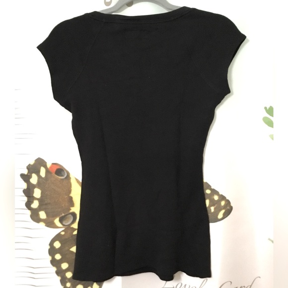 Martin + Osa Women's Waffle Design T-Shirt Black Round Neck w/String Tie Medium - Picture 8 of 8